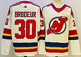 Men's New Jersey Devils #30 Martin Brodeur White 2022 Reverse Retro Authentic Jersey,baseball caps,new era cap wholesale,wholesale hats